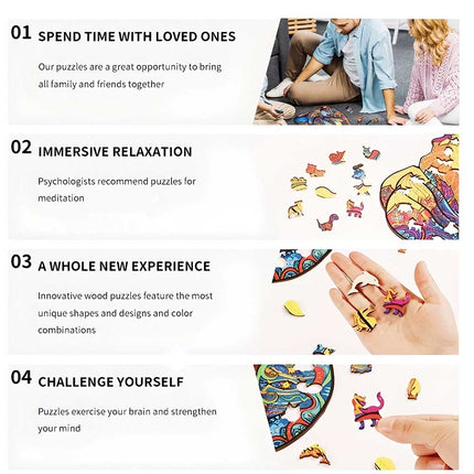 Unique Cat Pattern Wooden Puzzle | Irregular Shapes Leisure Toy (A3 Size)