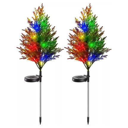 2‑Pack Solar Pine Tree Stake Lights, Waterproof LED Christmas Garden Decor