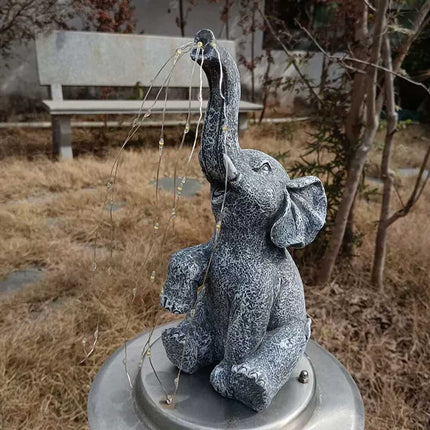 Elephant Statue Solar Light Garden Decor Resin Figurine Solar Powered Yard Patio