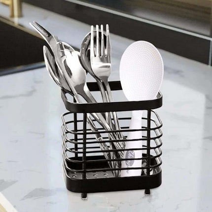 Stainless Steel Utensil Caddy, Kitchen Sink Organizer with Drainage, Cutlery Holder Drainer Stand