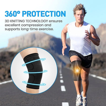 2x Compression Knee Sleeve Brace - Support for Arthritis Pain Relief, Gym & Recovery
