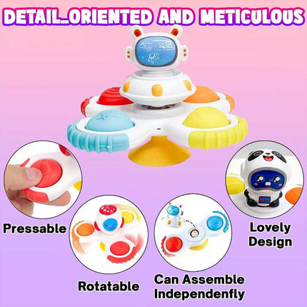 3PCS Baby Fidget Spinner Space With Suction Cup Spin Bath Windmill Play set Toy