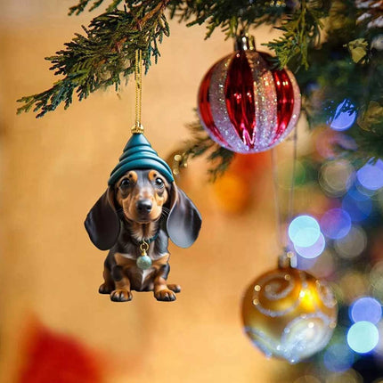 7X Dachshund Dog Pendants Acrylic Cute Sausage Dog Christmas Decor 2D