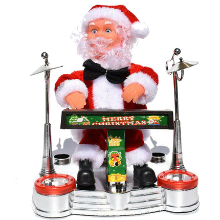 Electric Santa Claus Playing Guitar Piano Drum kit Doll