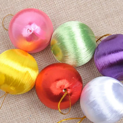 6Pcs 5cm Christmas Tree Baubles Satin Xmas Balls Hanging Home Party Ornaments Decor