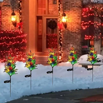 2‑Pack Solar Pine Tree Stake Lights, Waterproof LED Christmas Garden Decor