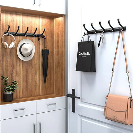 6 Hooks Aluminum Coat Clothes Door Holder Rack Key Hooks Wall Mounted Hanger