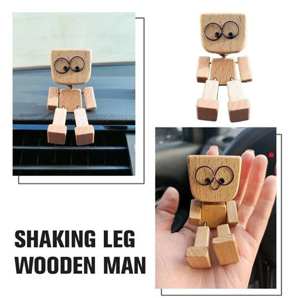 New Shaking Wooden Man Figure Decoration with 12 Magnetic Expressions Fun Swinging Desktop Ornament