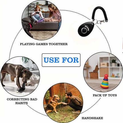 2PCS DOG PUPPY SCHOOL CLICKER Professional TRAINING AID Black Pet Trainer