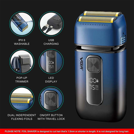 Men's Cordless Electric Foil Shaver, Waterproof Skin-Fade Shaving Machine