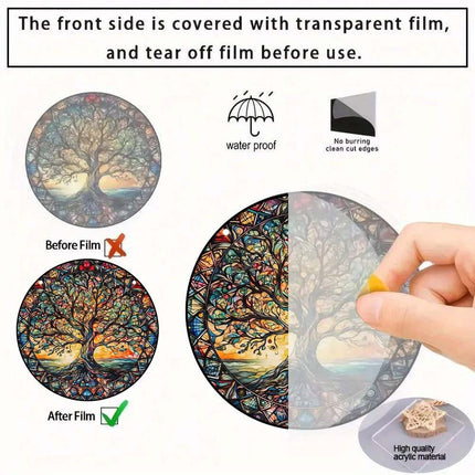3 Pcs Tree of Life Acrylic Hanging Ornament Indoor Outdoor Home Garden Wall Art Decor