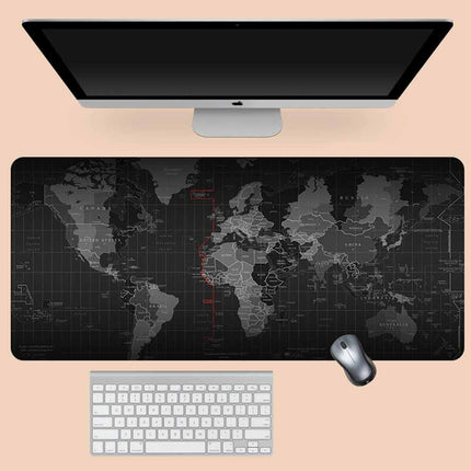 World Map Large Gaming Desk Mat 90×40cm, Extended Keyboard Mouse Pad Non-Slip Rubber Base