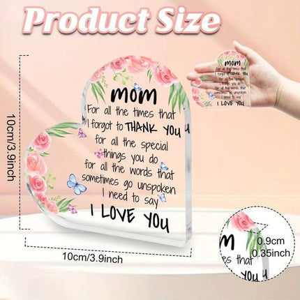 Heart Shaped Acrylic Plaque Christmas & Mother’s Day Gift for Mum