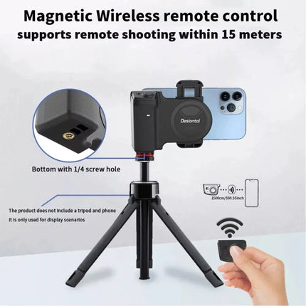 Clip Style Bluetooth Phone Camera Handle Grip, Portable Selfie Stabilizer with Remote Shutter