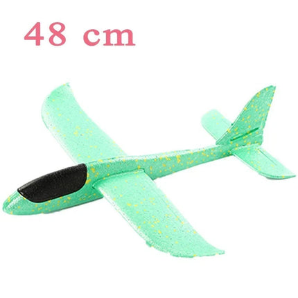 48CM Foam Glider Stunt Plane, Hand Thrown Outdoor Toy with Headlight, Color Random