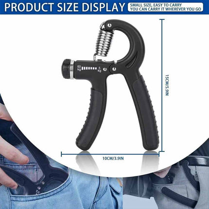 2 Pack Adjustable Hand Grip Strengthener, 5-60kg Resistance Hand Exerciser