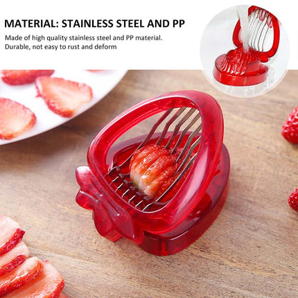 Stainless Steel Strawberry Slicer Tool, Fruit Cutter with Sharp Blade for Easy Strawberry Slicing