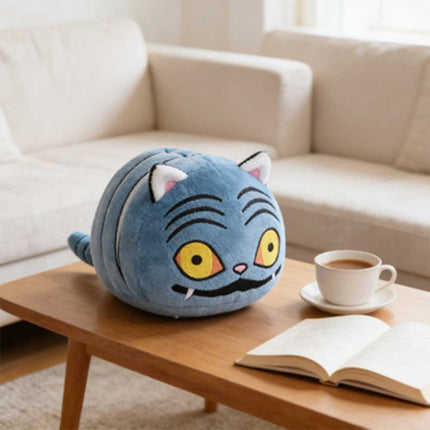 Blue Striped Grumpy Cat Plush Toy - Cute Round Soft Stuffed Animal
