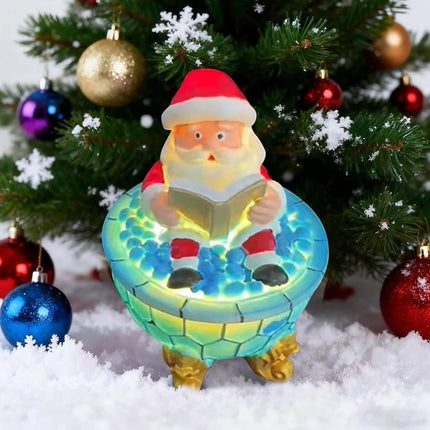 Christmas Santa Bubble Bath Lamp - Cute Santa Reading Books USB LED Decor Lamp