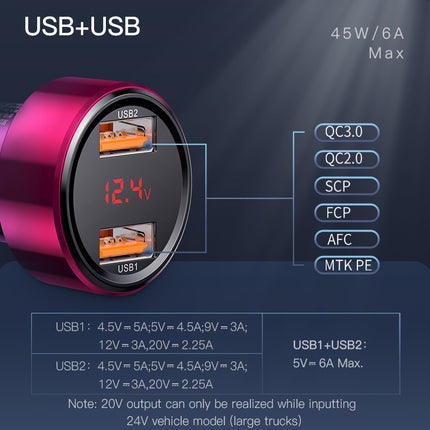 Baseus 45W Fast Charging Car Charger PD3.0 USB Type-C Cigarette Lighter Adapter