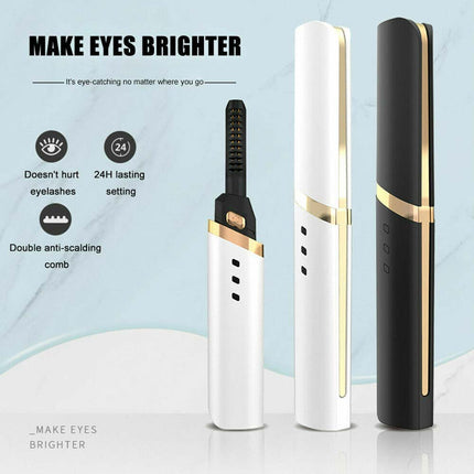 Electric Heated Eyelash Curler Battery Power Long Lasting Beauty Makeup Tool