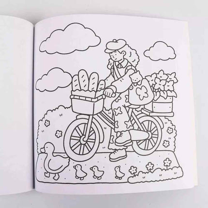 Girl Daily Moments Coloring Book for Adults Teens Cozy Easy Patterns