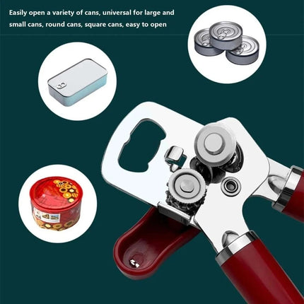 Red Stainless Steel Multifunctional Can Opener: Professional & Effortless to Use