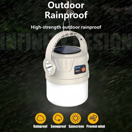 Solar Camping Lantern Flashlight LED USB Rechargeable Tent Lamp Portable Outdoor Lighting