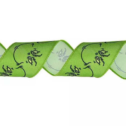 4pcs Grinchs Ribbon Wired 2.5In 4 Roll 20Yards Christmas Ribbon Wreaths Bows DIY