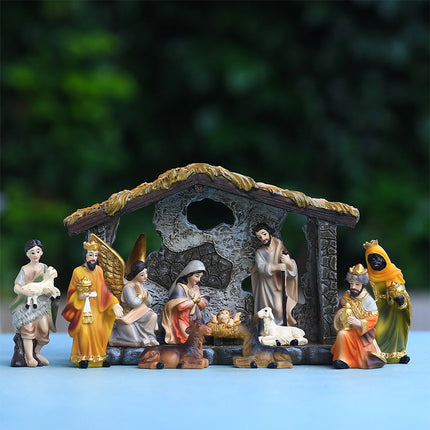 Christmas Crib Figure Scene Ornament – Gift Box for Household Supplies
