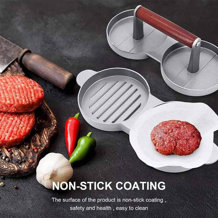 Double Burger Press Hamburger Maker Non-Stick Aluminum Beef Patty Mold for BBQ