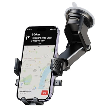 360° Rotating Auto-Clamp Phone Holder with 6.5cm Extendable Arm, Universal Compatibility