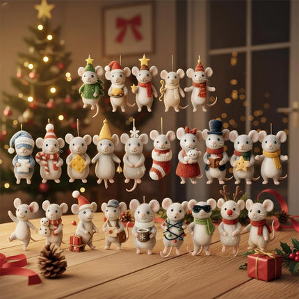 2025 Christmas Mouse Advent Calendar - 2D Acrylic Winter Holiday Decoration