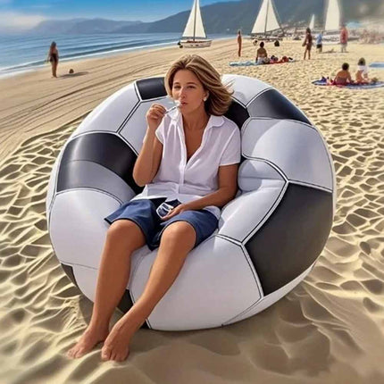Waterproof PVC Inflatable Chair, Football Style Indoor Outdoor Sofa