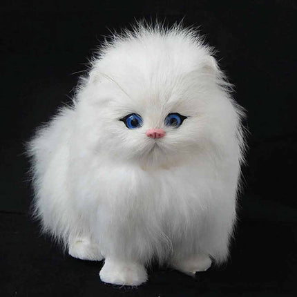 Meowing Plush Cat Figurine Realistic Kitten Home Decor Kids Toy Gift