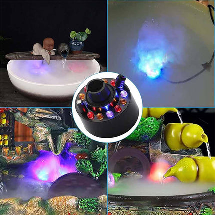 12 LED Fogger Mist Maker Fountain Mister Air Humidifier Fish Aquarium Rockery without Adapter