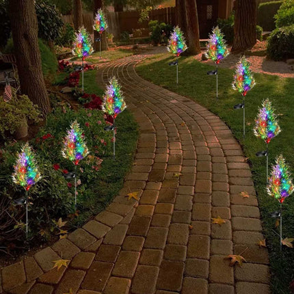 2‑Pack Solar Pine Tree Stake Lights, Waterproof LED Christmas Garden Decor