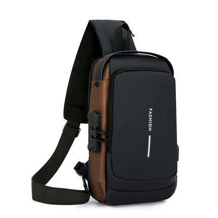 Men's Anti-Theft Crossbody Sling Bag with Lock & USB Charging Port, Lightweight Chest Shoulder Bag