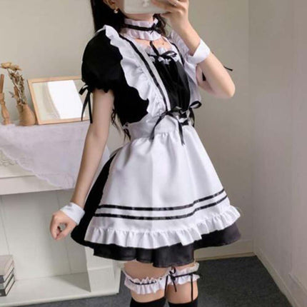 6Pcs Women French Maid Costume, Cute Lolita Anime Cosplay Outfit for Party