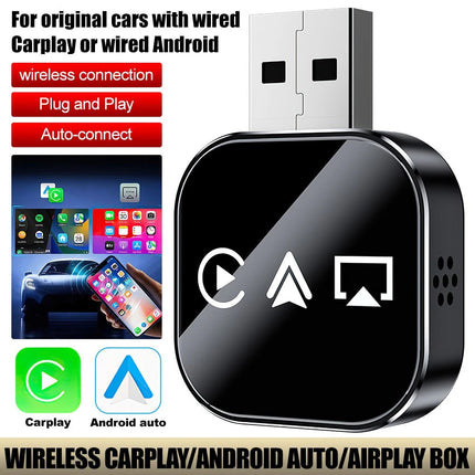 3 in 1 Wireless iOS CarPlay Android Auto Mirror Adapter, BT5.0 USB Plug & Play Car Adapter