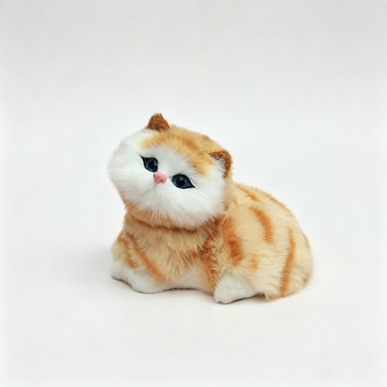 Meowing Plush Cat Figurine Realistic Kitten Home Decor Kids Toy Gift