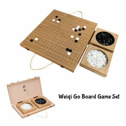 Wooden Portable Weiqi Go Game Set, Traditional Chinese Timber Strategy Board Game Gift
