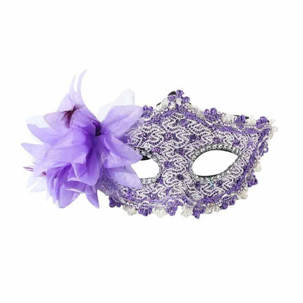 2 Pack Women Lace Light‑Up Masquerade Mask with Side Flower, Carnival Party Costume Accessory
