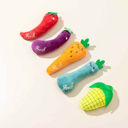 5Pcs Catnip Cat Toys Soft Plush Teeth Grinding Interactive Sound Play Toys