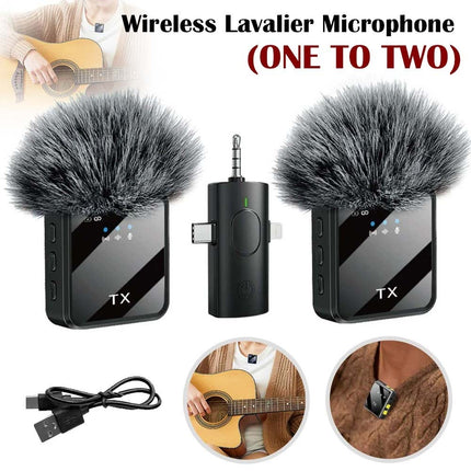 Dual Wireless Lavalier Microphone, Plug & Play Lapel Mic for iPhone & Android