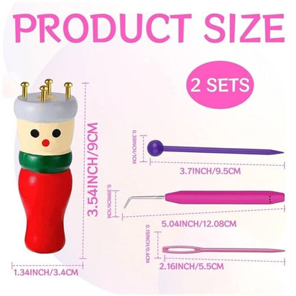 Wooden Spool Knitting Doll Set – 2-Piece French Knitting Tool Kit for Beginners
