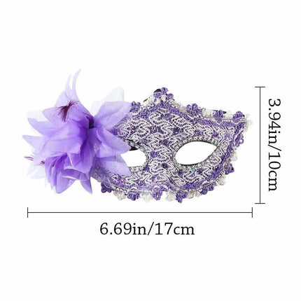 2 Pack Women Lace Light‑Up Masquerade Mask with Side Flower, Carnival Party Costume Accessory