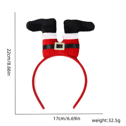 Christmas Elf‑Hat Headband with Santa Legs Ornament, Festive Party Headwear Decoration