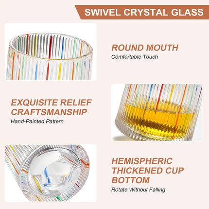 Colored Crystal Whiskey Glass Set with Snowflake Design - Elegant Holder for Bourbon, Tequila & Cocktails, Perfect Gift
