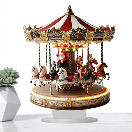 Classic 2D Acrylic Carousel - Flat Christmas Merry Go Round Decor